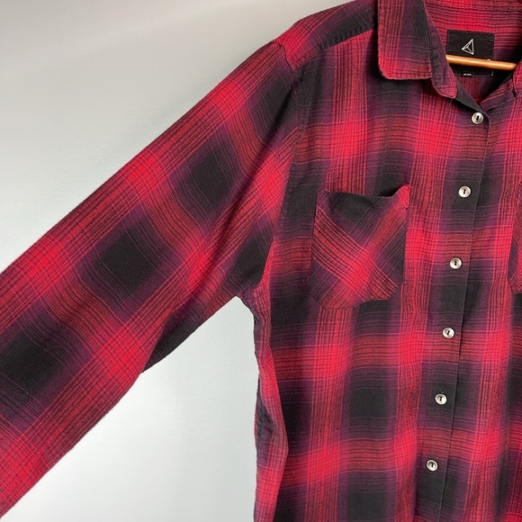 Rebel Rogue Plaid Brushed Cotton Button Up Shirt Magenta Purple Black Size M - Picture 5 of 13